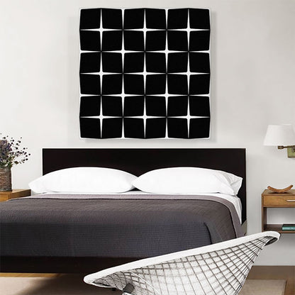 Mid-Century Modern Thin White Stars on Black
