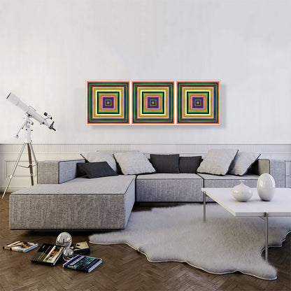 Mid-Century Three Modern Colorful Square Tunnels