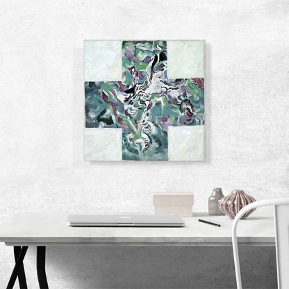 Modern Teal Cross Zebra in a Forest
