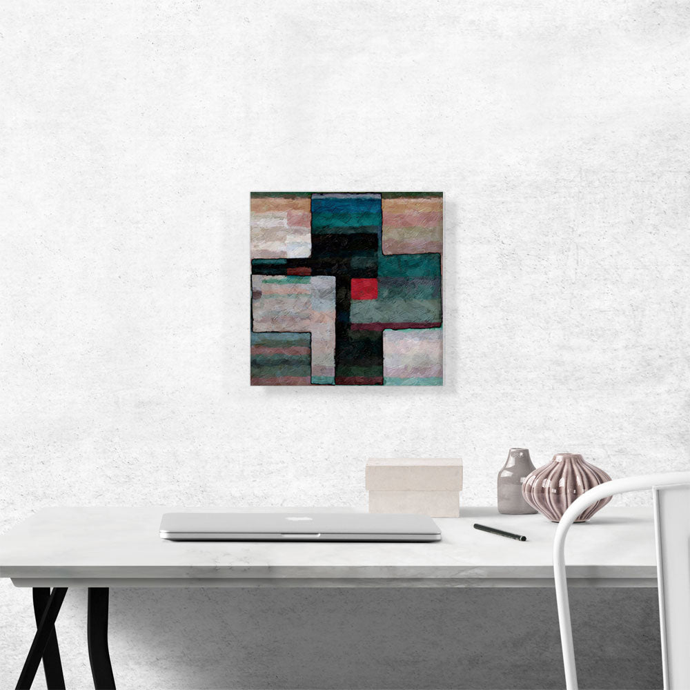 Modern Cross in Beige, Blue, Green, and Black