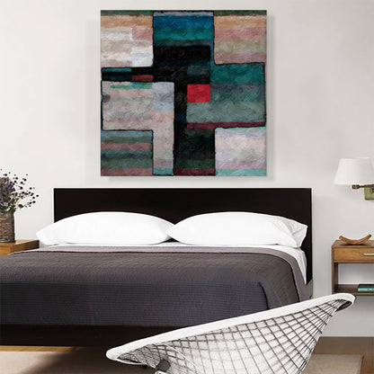 Modern Cross in Beige, Blue, Green, and Black