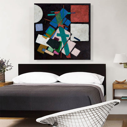 Modern Dark Composition of Rectangles and a Circle