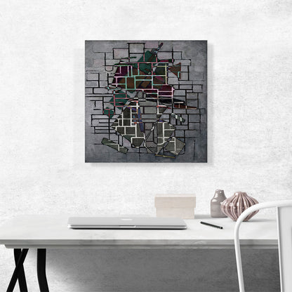 Modern Line Network Over Rectangles Light Gray