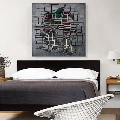 Modern Line Network Over Rectangles Light Gray