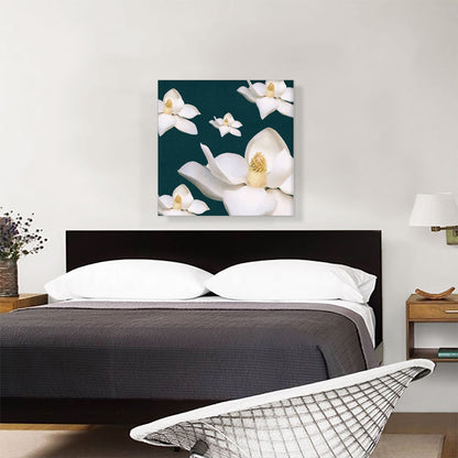 Modern White Flowers on Teal