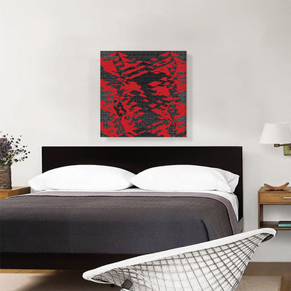 Modern Stark Red Glitched Shapes Over Scratchy Black Background