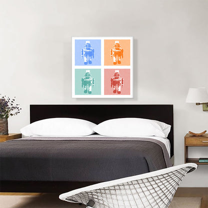 Modern Vintage Robot in Blue, Orange, Green, and Red