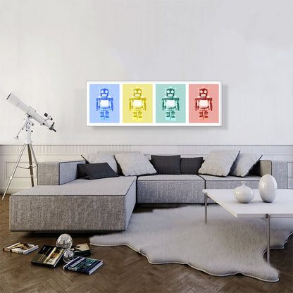 Modern Vintage Robot in Blue, Yellow, Green, and Red