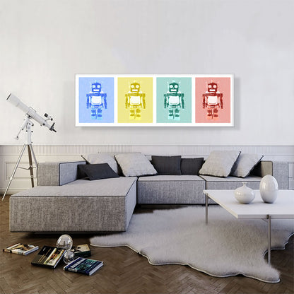 Modern Vintage Robot in Blue, Yellow, Green, and Red