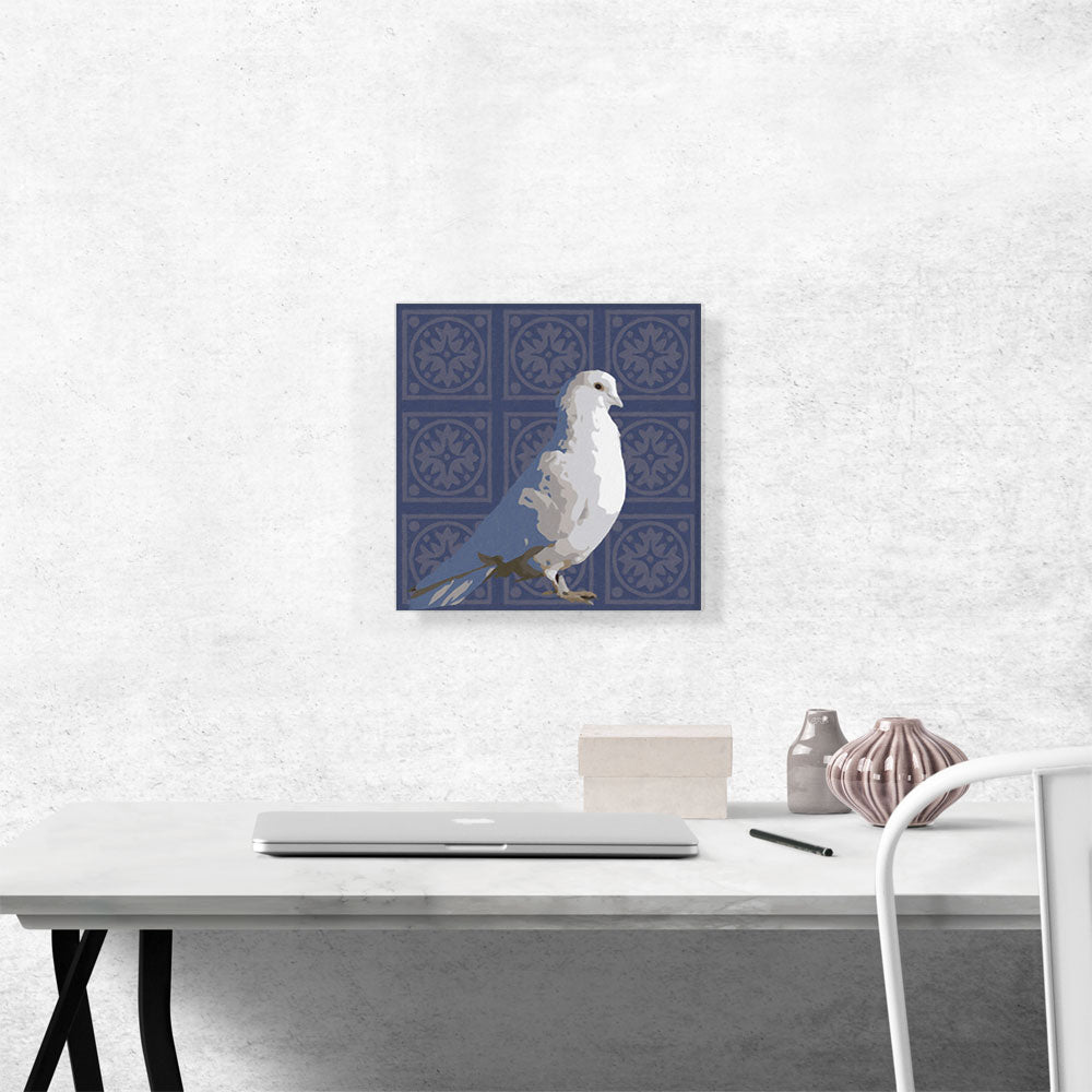 Modern White Dove Over Light Blue