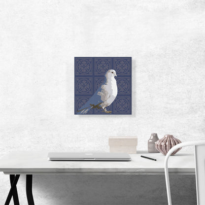 Modern White Dove Over Light Blue