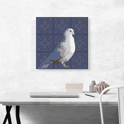 Modern White Dove Over Light Blue