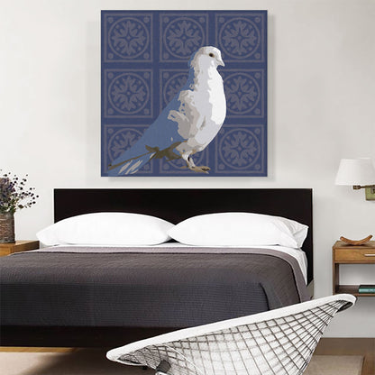 Modern White Dove Over Light Blue