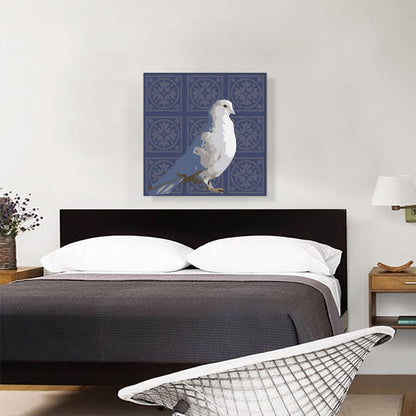 Modern White Dove Over Light Blue