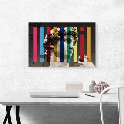 Modern Michelangelo Face with Color Stripes