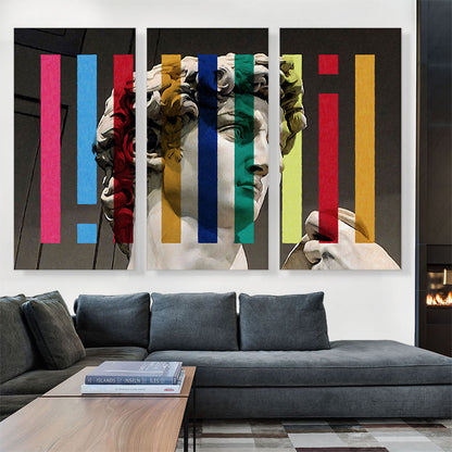 Modern Michelangelo Face with Color Stripes