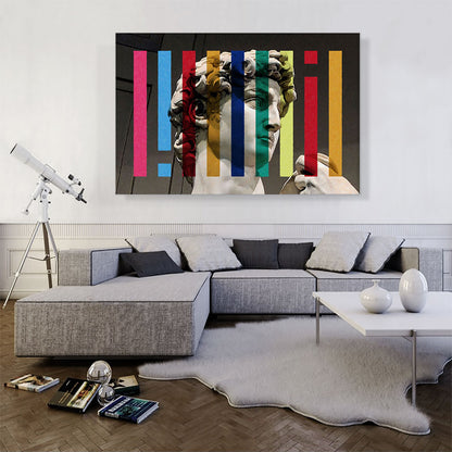 Modern Michelangelo Face with Color Stripes