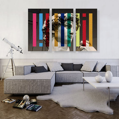 Modern Michelangelo Face with Color Stripes