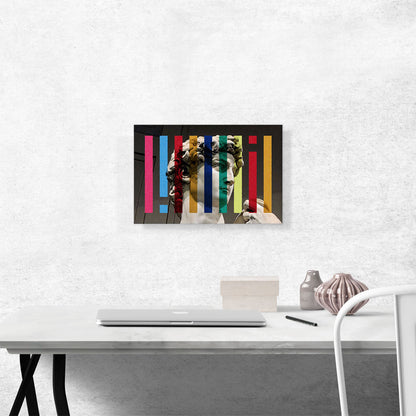 Modern Michelangelo Face with Color Stripes
