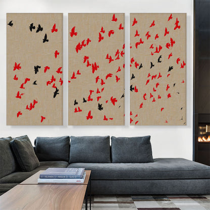 Modern Flock Flight in Red and Black