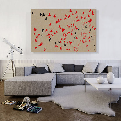 Modern Flock Flight in Red and Black