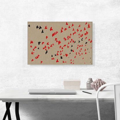 Modern Flock Flight in Red and Black