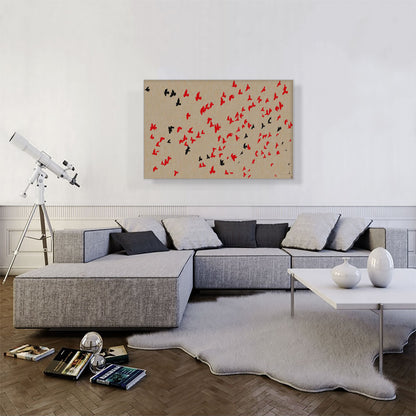 Modern Flock Flight in Red and Black