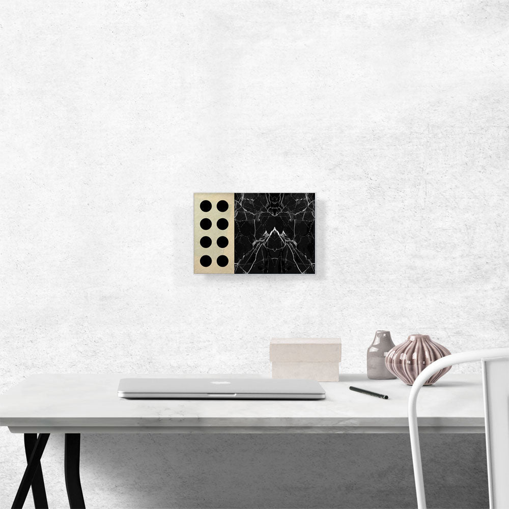 Six Black Circles Black White Marble Square