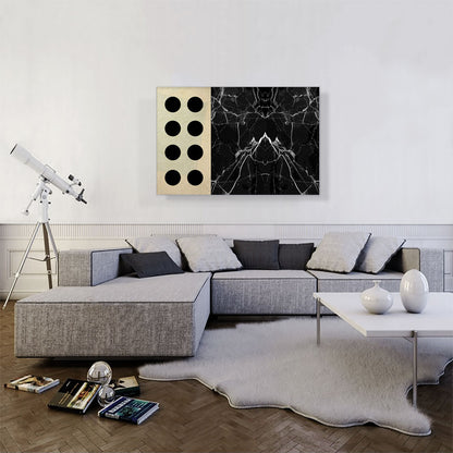 Six Black Circles Black White Marble Square