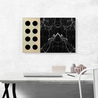 Six Black Circles Black White Marble Square