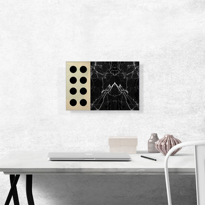 Six Black Circles Black White Marble Square