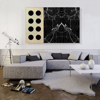 Six Black Circles Black White Marble Square