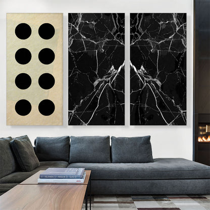Six Black Circles Black White Marble Square