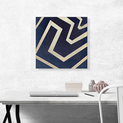 Navy Blue Square With Ivory Lines