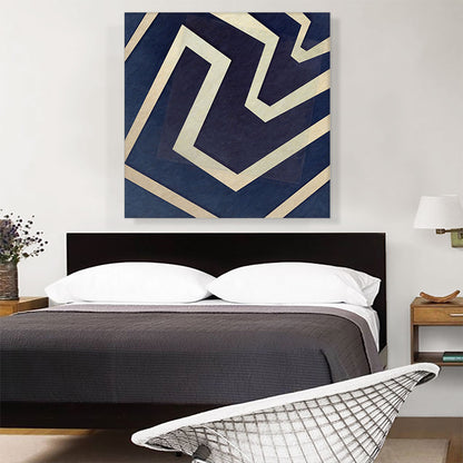 Navy Blue Square With Ivory Lines