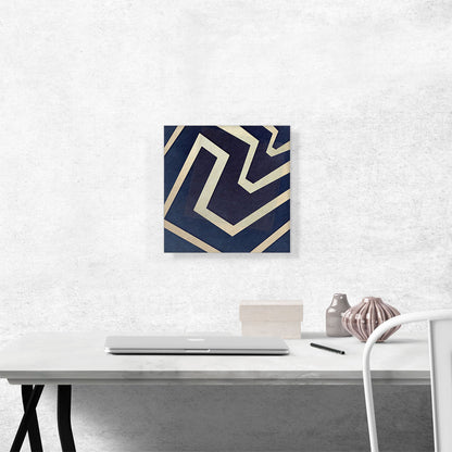 Navy Blue Square With Ivory Lines