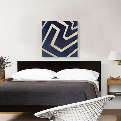 Navy Blue Square With Ivory Lines