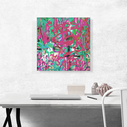 Green Teal Pink Graffiti Modern