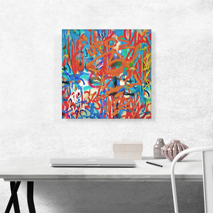 Orange Blue and Red Graffiti Modern