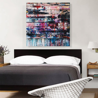 Paint Splatter Wood Wall Square