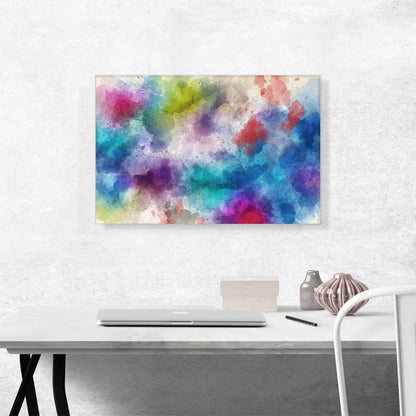 Rainbow Watercolor Spots on White