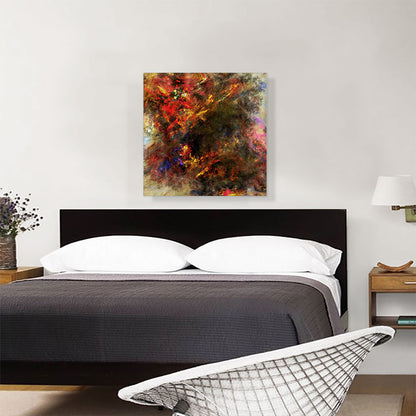 Red Orange Brown Fire on Tan Modern Square