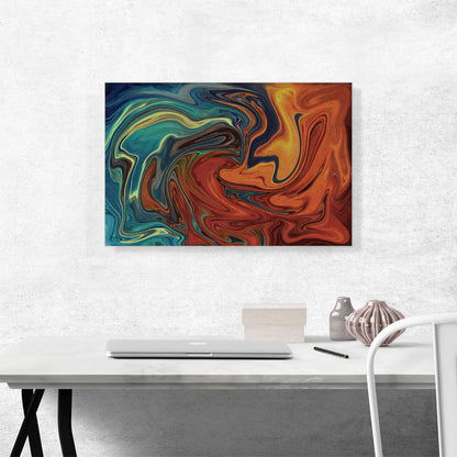 Teal and Orange Melted Wave Rectangle