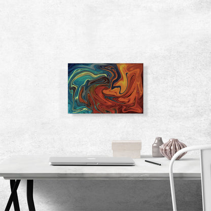 Teal and Orange Melted Wave Rectangle