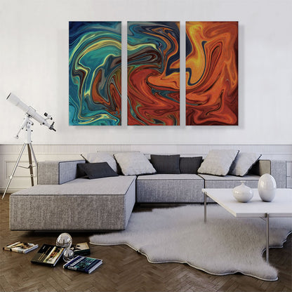 Teal and Orange Melted Wave Rectangle
