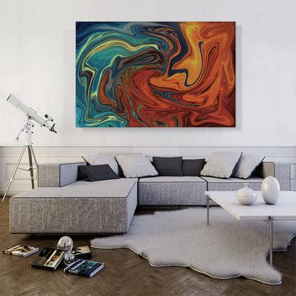 Teal and Orange Melted Wave Rectangle