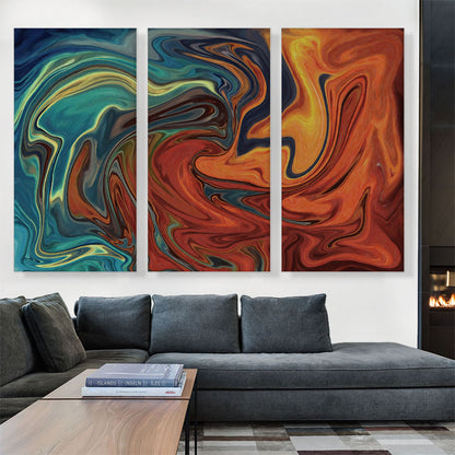 Teal and Orange Melted Wave Rectangle