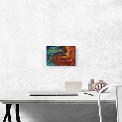 Teal and Orange Melted Wave Rectangle