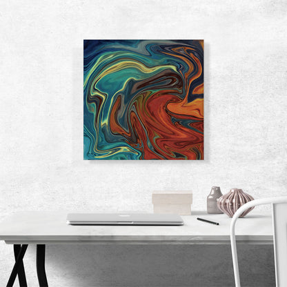 Teal and Orange Melted Wave Square