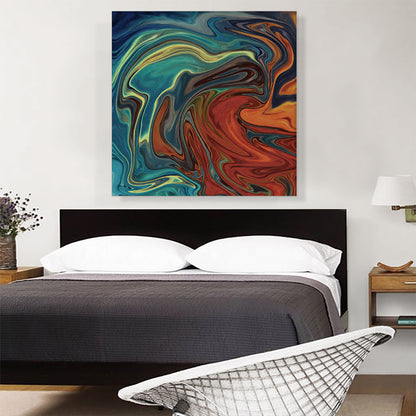 Teal and Orange Melted Wave Square